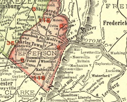 1914 Map Of West Virginia Jefferson County Ev Sociability Run 3808